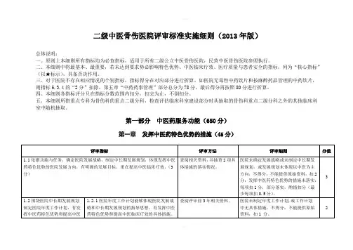 二级中医骨伤医院评审细则