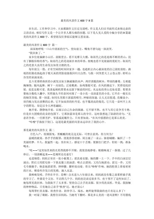 最美的风景作文600字9篇