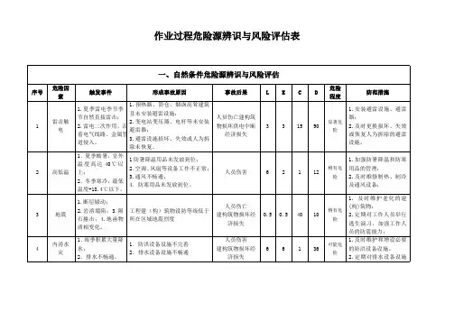 风险和隐患辨识分级一览表(1)