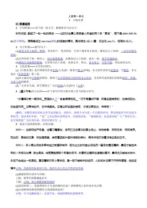 初中语文语文版九年级上第一单元白杨礼赞(茅盾)(区一等奖)