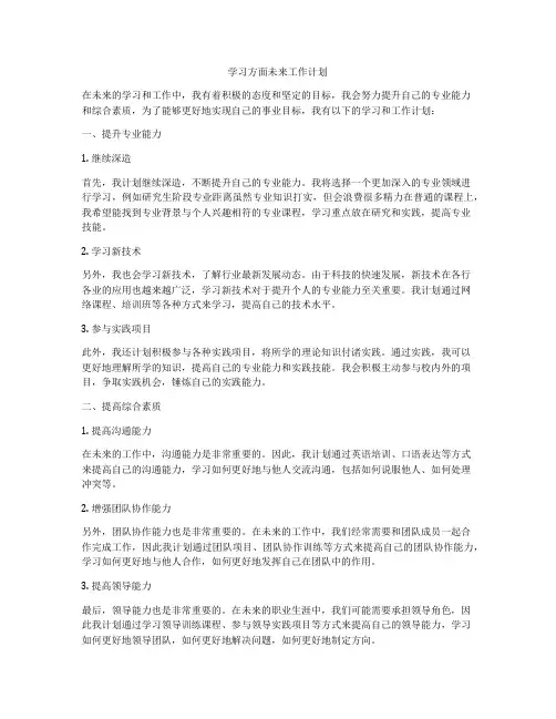 学习方面未来工作计划