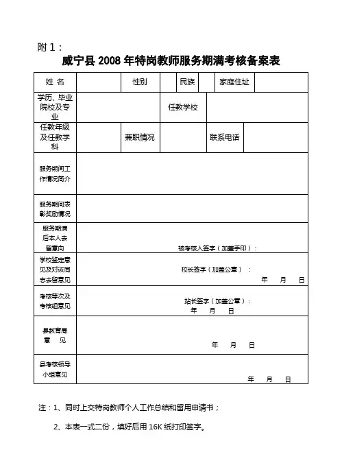 4、2008特岗教师服务期满考核备案表