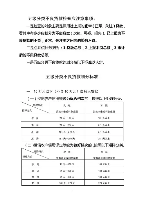 五级分类不良贷款检查应注意事项