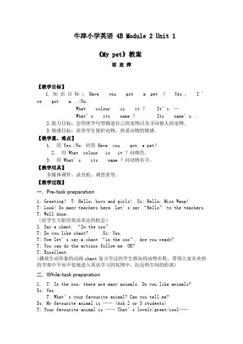 MY  PET  教案
