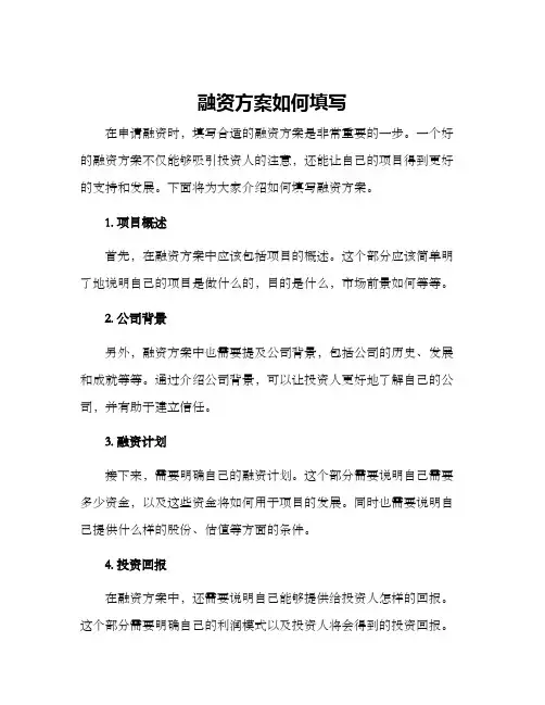 融资方案如何填写