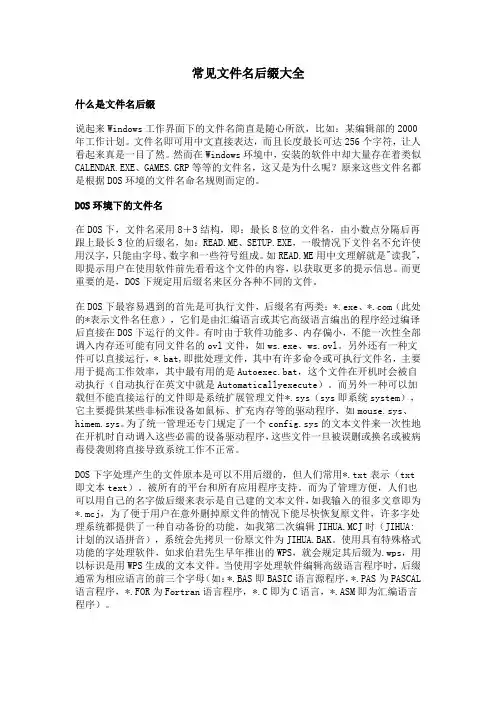 常见文件名后缀大全
