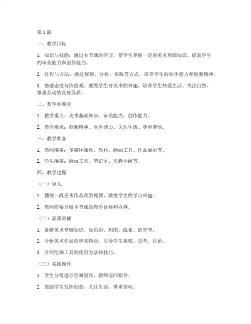 常规高中美术教案模板(3篇)