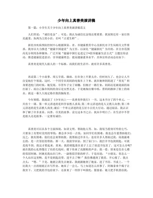 少年向上真善美演讲稿