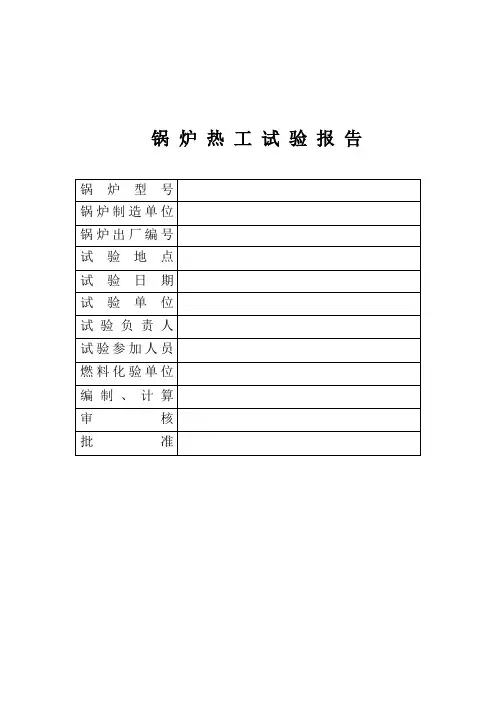 锅炉测试报告