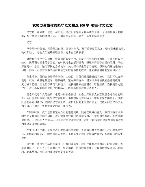 我努力读懂你的坚守范文精选800字_初三作文范文