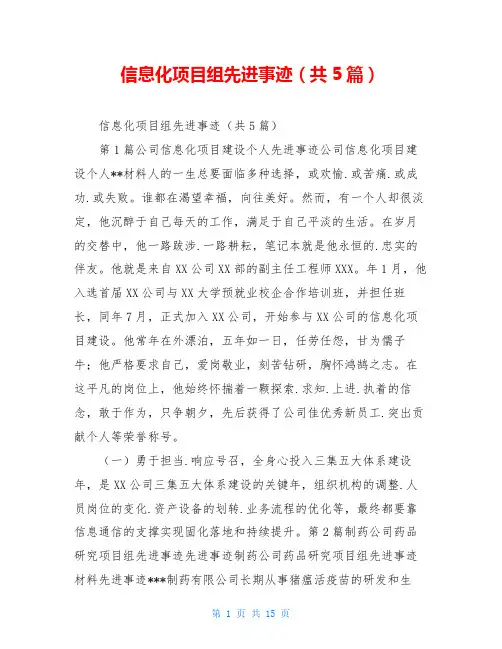信息化项目组先进事迹(共5篇)