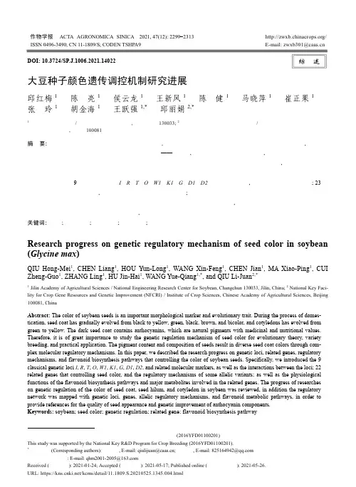 大豆种子颜色遗传调控机制研究进展