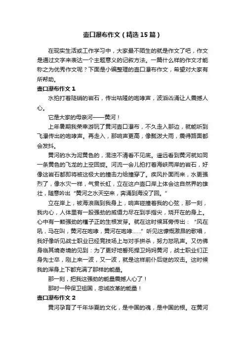 壶口瀑布作文（精选15篇）