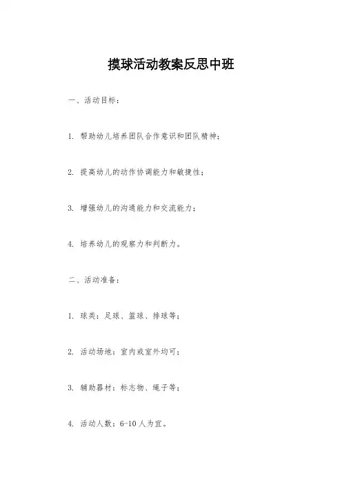 摸球活动教案反思中班