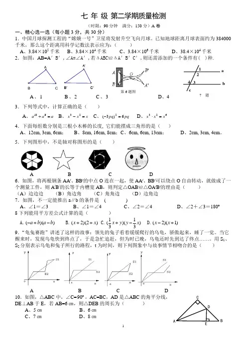 成都市七中育才七年级下期末数学试题