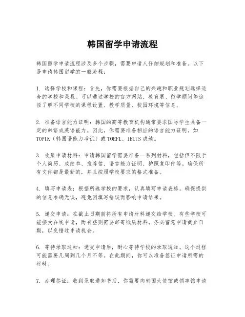 韩国留学申请流程