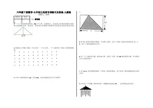 六年级下册数学-小升初三角形专项练习及答案-a15-人教版