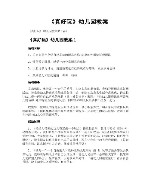 《真好玩》幼儿园教案