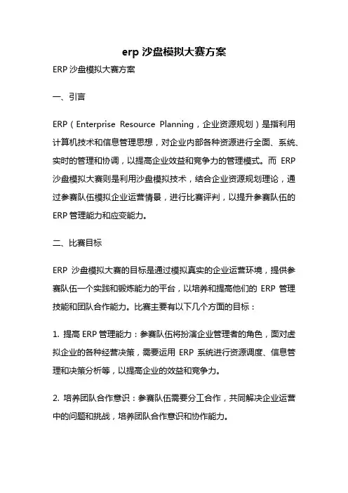 erp沙盘模拟大赛方案