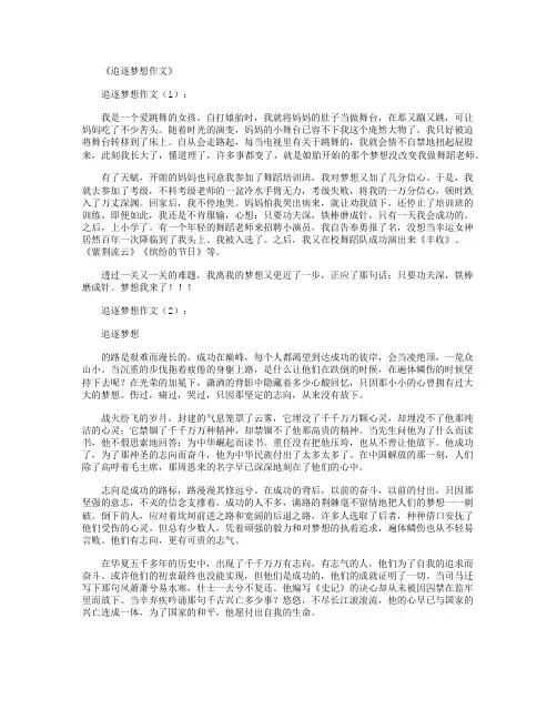 追逐梦想作文15篇