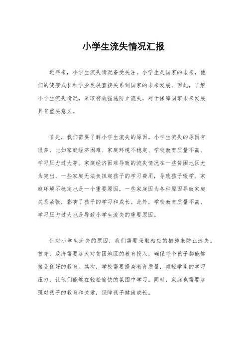 小学生流失情况汇报