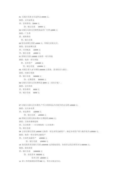 会计电算化分录