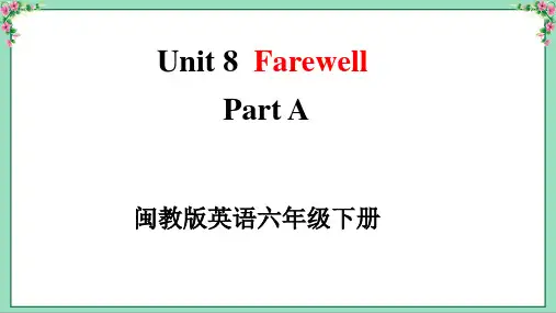 闽教版英语六年级下册Unit 8 Part A新课件(27页)