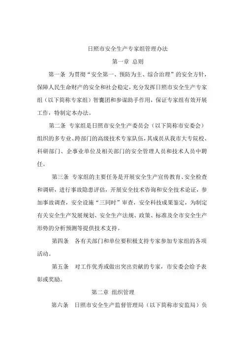 日照市安全生产专家组管理办法
