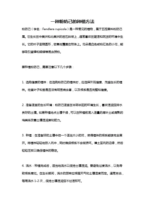 一种粉防己的种植方法