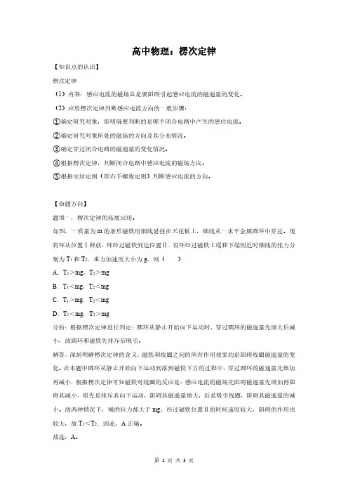 高中物理：楞次定律