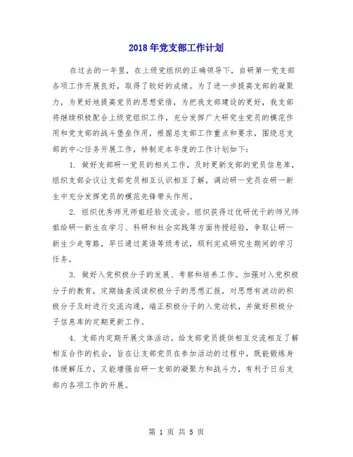 2018年党支部工作计划(3)
