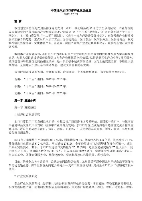 中国龙州水口口岸产业发展规划 精品