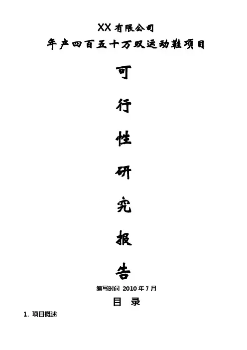 运动鞋项目可行性研究报告