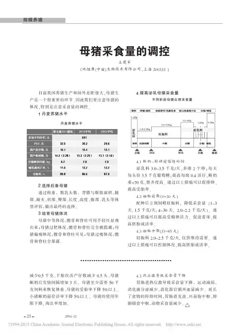 母猪采食量的调控