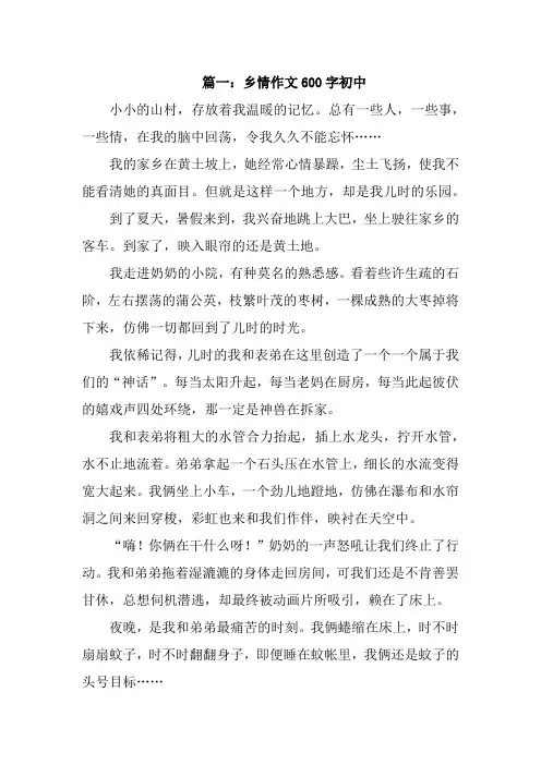 乡情作文600字初中优秀作文【五篇】