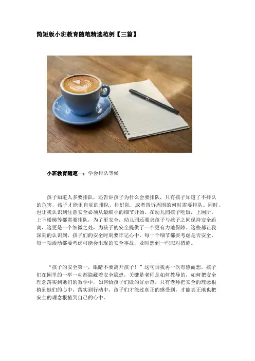 简短版小班教育随笔精选范例【三篇】
