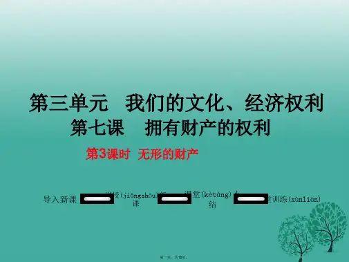 八年级政治下册第3单元我们的文化、经济权利第七课拥有财产的权利第3框无形的财产教学课件新人教版