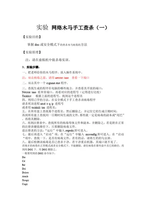 实验14网络木马手工查杀
