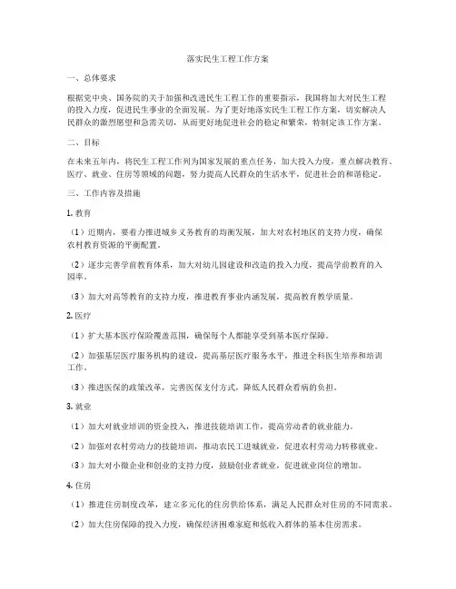 落实民生工程工作方案