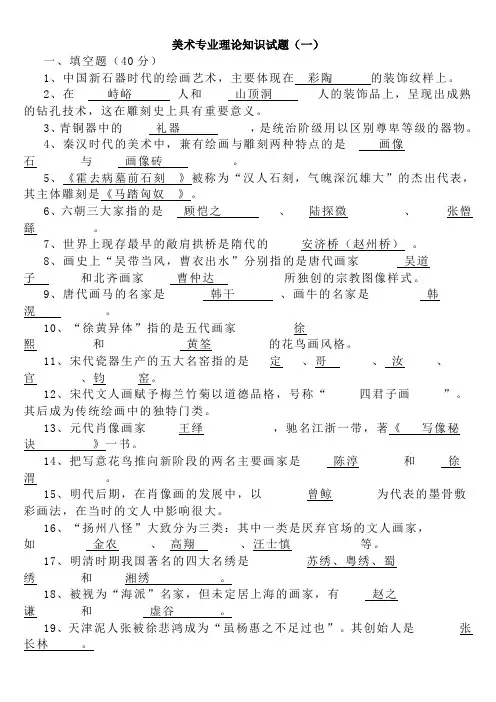 美术专业理论知识试题及答案