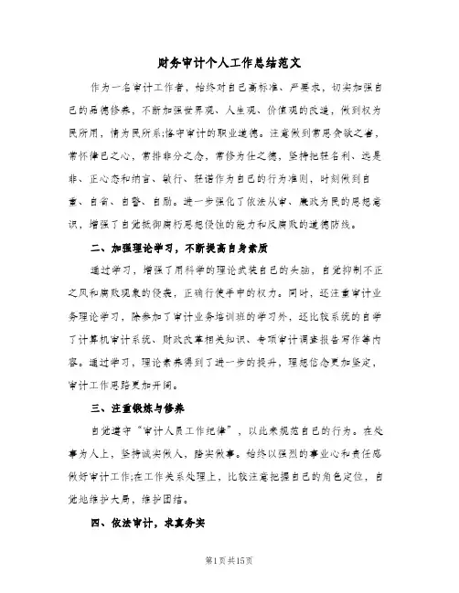 财务审计个人工作总结范文(五篇)