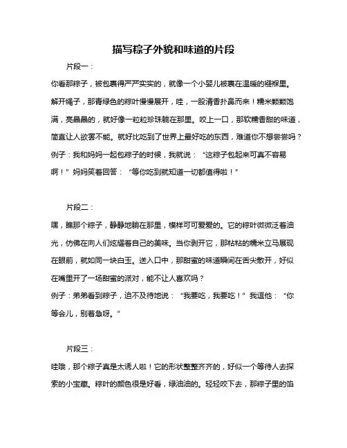 描写粽子外貌和味道的片段