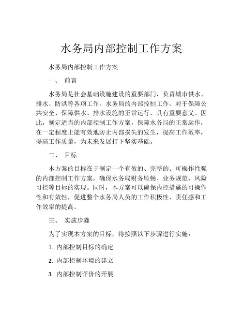 水务局内部控制工作方案