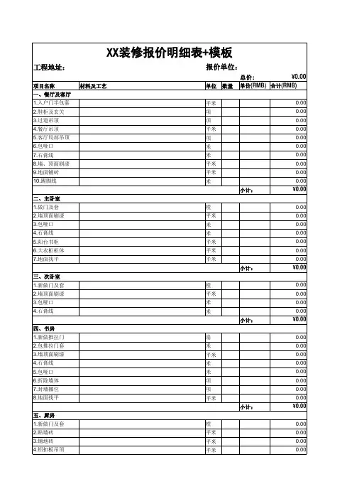 装修报价明细表+模板