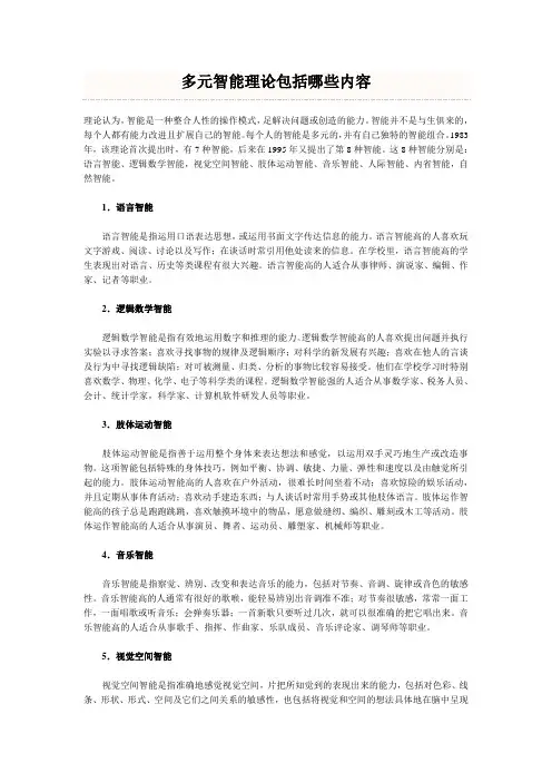 多元智能理论包括哪些内容