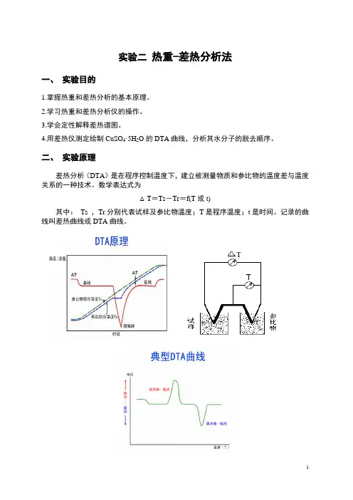 实验二 热重-差热分析法