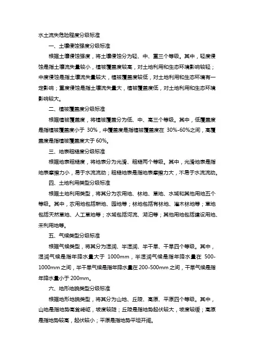 水土流失危险程度分级标准