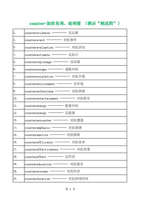 counter-加在名词、动词前 (表示“相反的”)