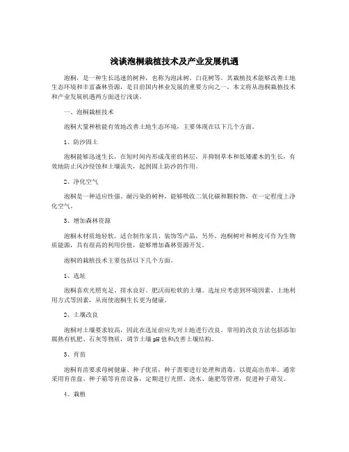 浅谈泡桐栽植技术及产业发展机遇