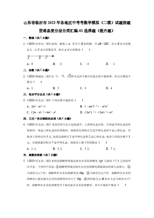 山东省临沂市2023年各地区中考考数学模拟(二模)试题按题型难易度分层分类汇编-01选择题(提升题)